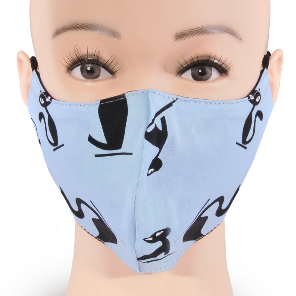 Adjustable Cotton Face Mask, Cat Print